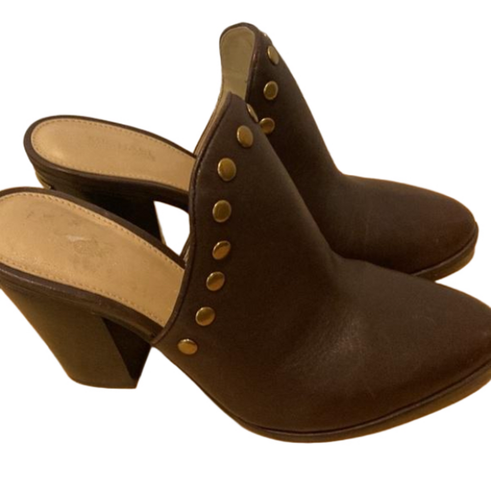 - MICHAEL Michael Kors Leather Studded Mules Size - Picture 2 of 5